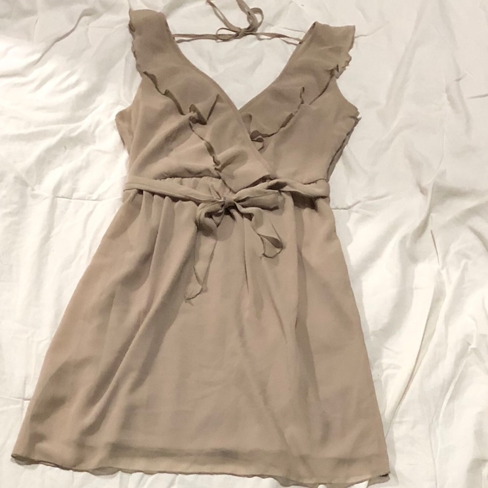 A Real Cutie Johnny Martin Ruffle Tan Dress Sz 1